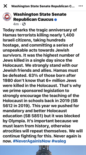 SenLyndaWilson's tweet photo. As a co-sponsor of SB 5851 I was glad to see this bipartisan bill move through two committees, including our Ways &amp; Means committee... then politics got in the way. Who opposes teaching about the Holocaust? We must continue fighting for this. https://t.co/cEisjej39K