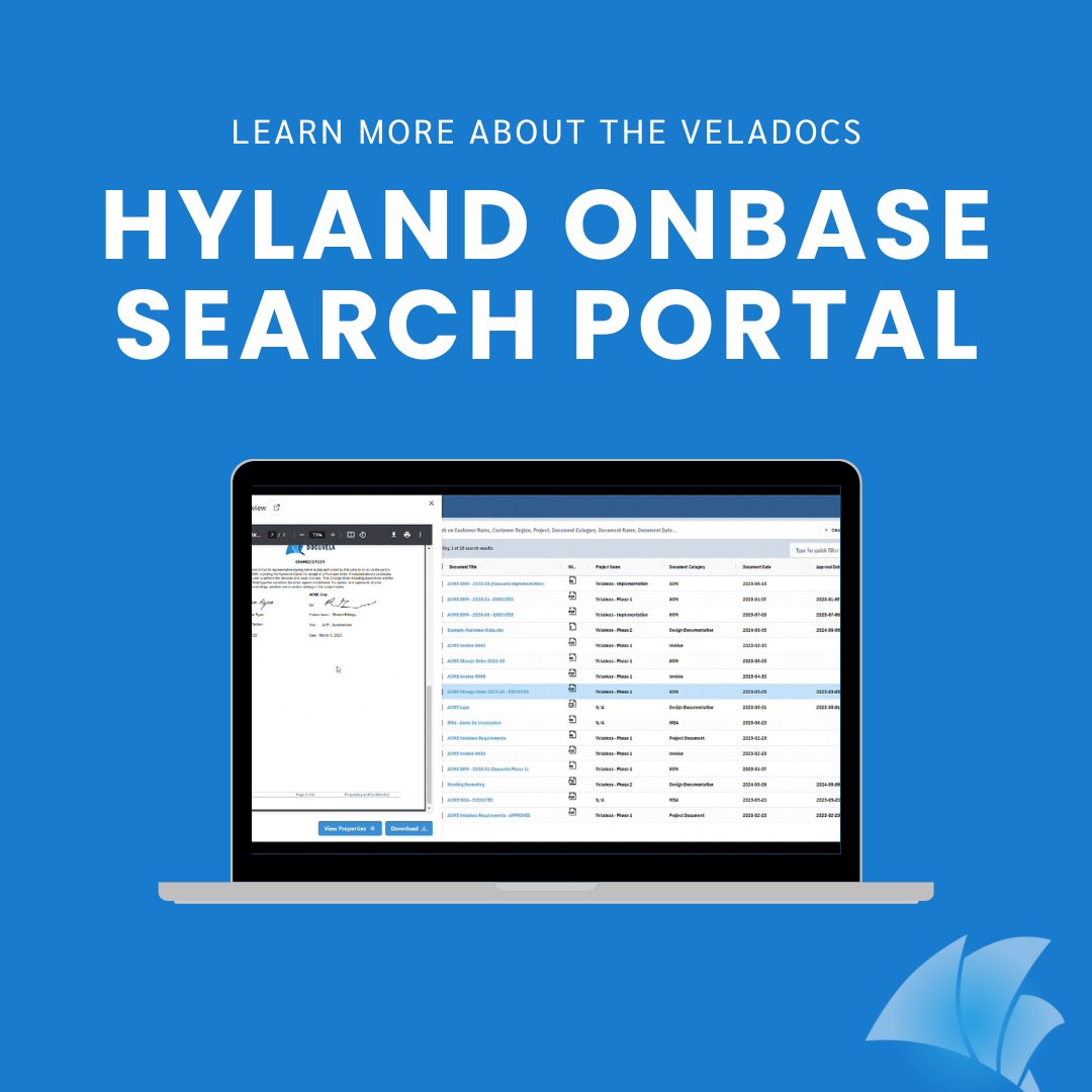 docuvela's tweet image. We&apos;re thrilled to introduce Veladocs Search Portal for Hyland OnBase! 🌟 Enhance your system with cutting-edge advanced search seamlessly integrated directly with OnBase. 🚀 
docuvela.com/veladocs-onbas…
#Veladocs #Veeva #ECM #innovation