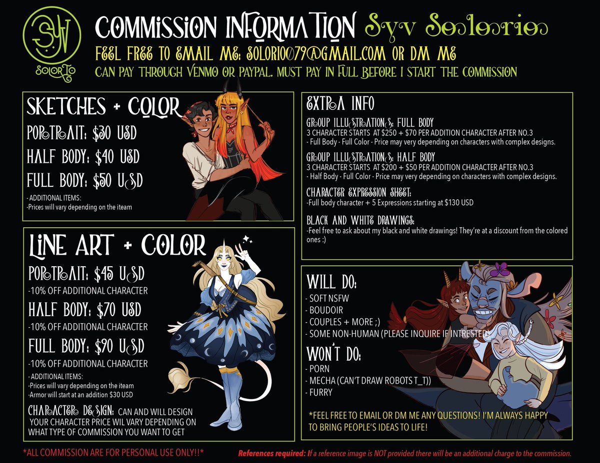 ✨COMMISSIONS OPENED✨
Hello! I’m opening my commissions again 🫶🏽 there’s a link in my bio if you’re interested. If you want to support me but can’t commission me please reblog my post ☺️ #Commission #commissionart #dnd #dndcharacter #pathefinder #bg3 #lookingforartist