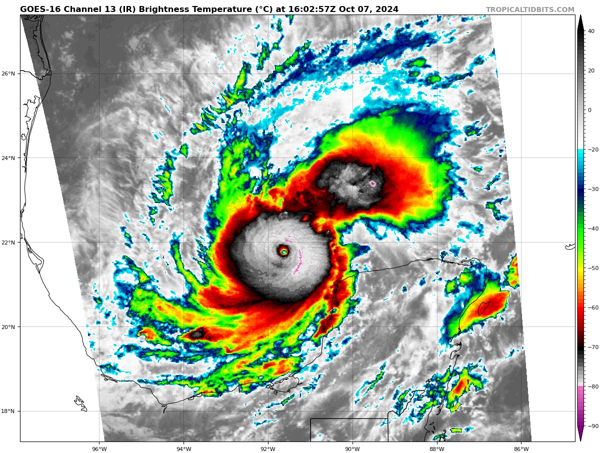 Ben Cohen (@bencohentc) on Twitter photo #Milton's pinhole eye has cleared on IR satellite. We are likely seeing a 170mph+ sub 915mb intensity right now given the data from the last recon pass. #Milton's pinhole eye has cleared on IR satellite. We are likely seeing a 170mph+ sub 915mb intensity right now given the data from the last recon pass.