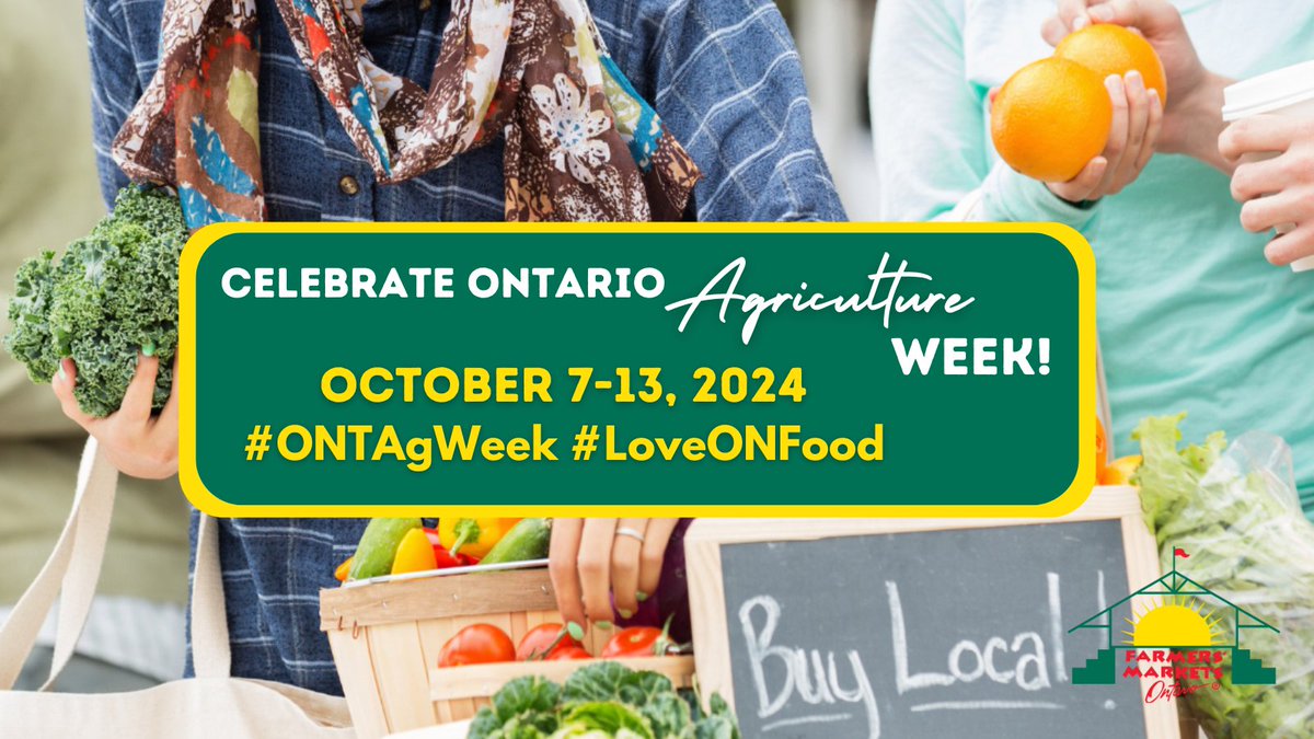 Celebrate Ontario Agriculture Week! October 7-13,2024.

Ontario is home to a diverse agriculture sector of producers &amp; processors. Support their hard work by supporting &amp; buying local🍎.

#ONTAgWeek #LoveONfood #Supportlocal