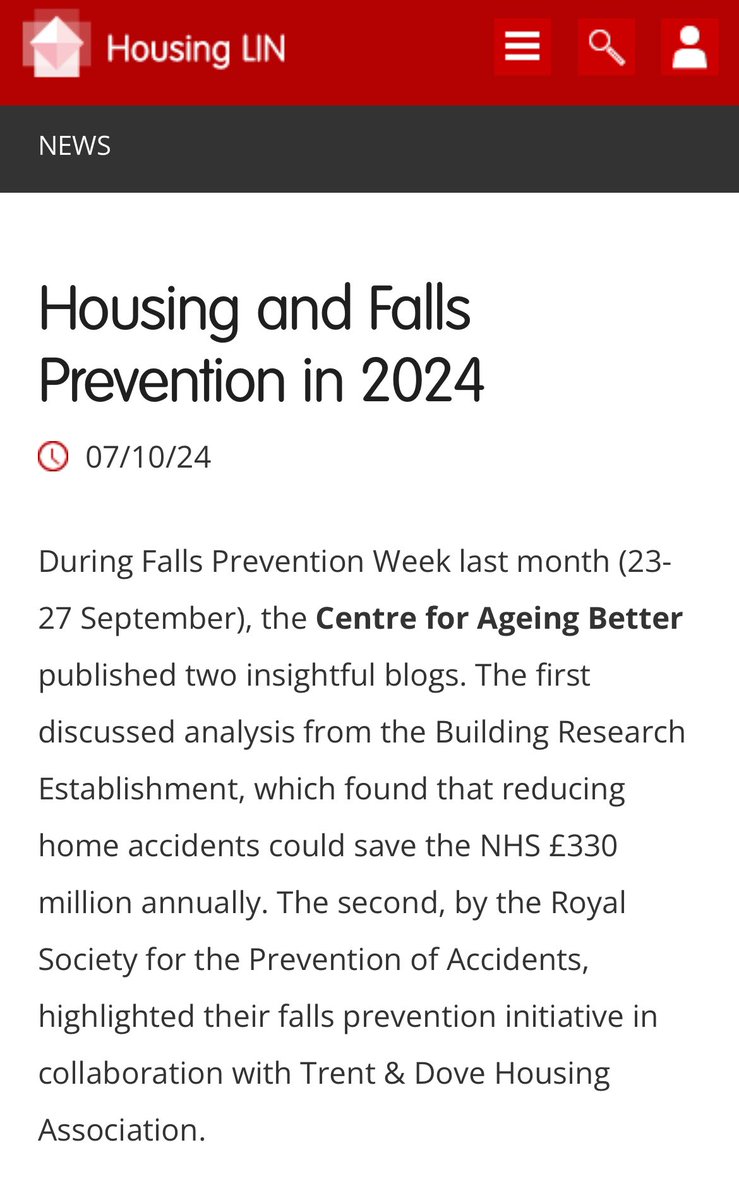 Pleased to feature Millie’s blog in today’s @HLINComms’ bulletin #HLINks and to pull together a selection of other blogs, guides &amp; studies focussing on housing &amp; falls at housinglin.org.uk/News/Housing-a… 

#FallsPreventionWeek