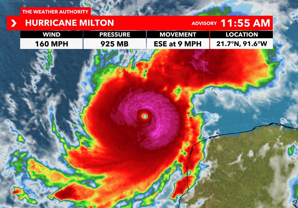 MattDevittWX's tweet photo. Category 5 #Milton on satellite right now. https://t.co/e8bKC0asHy
