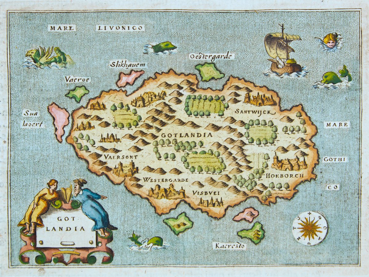 Tomaso Porcacchi Castilione's 1590 map of #Gotland is nothing short of adorable.
