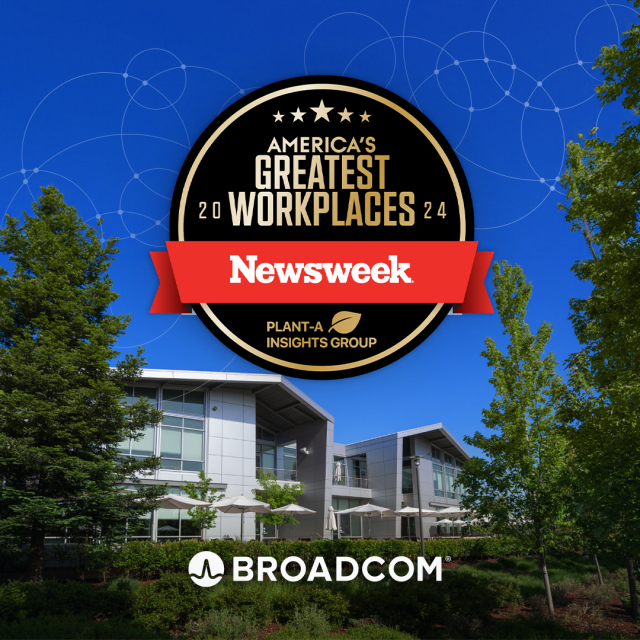 We're proud to share that Broadcom has been named as one of America's Greatest Workplaces by <a href="/Newsweek/">Newsweek</a> – with a 5-star rating! This recognition reflects our ongoing commitment to foster an innovative, engaging and inclusive employee experience. dy.si/ZoLjzC2