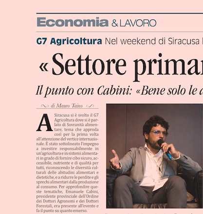 mondopadano's tweet photo. «Settore primario in forte crisi».
L'intervista - Emanuele #Cabini, presidente provinciale dell’Ordine dei Dottori Agronomi e dei Dottori Forestali, analizza i temi trattati nel weekend di Siracusa.
https://t.co/wiidw4DAEH
#professionisti #professioni #agronomi #agricoltura https://t.co/dl3wnVXXlW