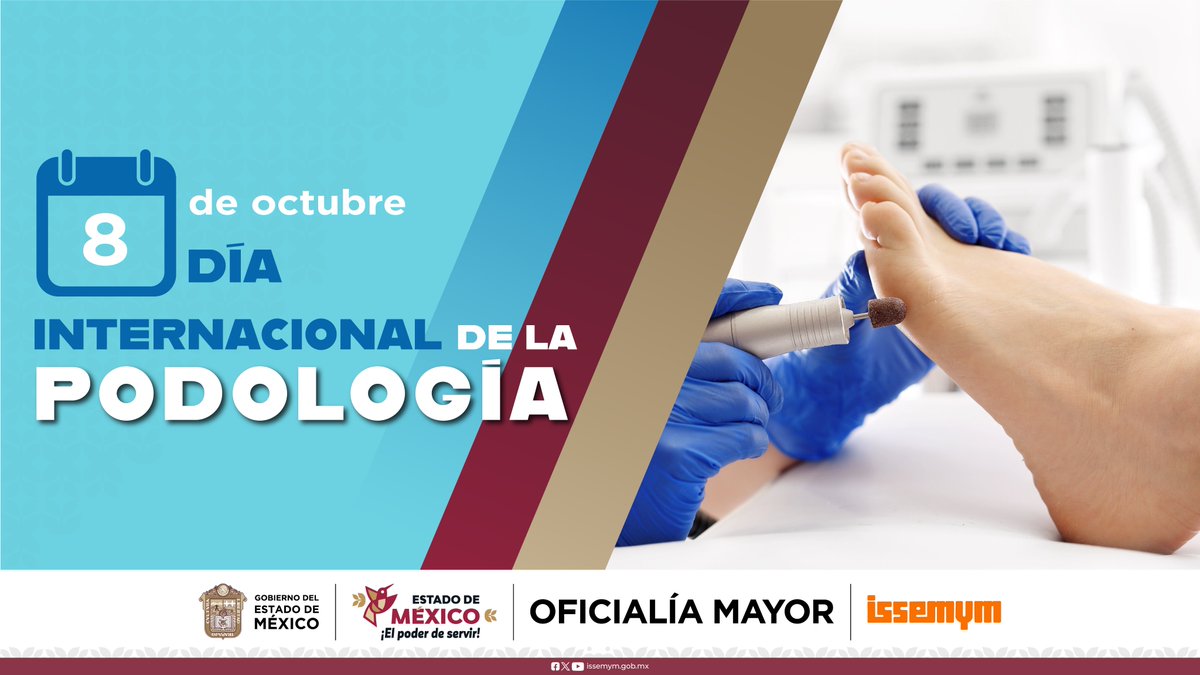 Issemym's tweet photo. 8 de octubre | Día internacional de la podología.

🧑‍⚕️Este día se conmemora para generar conciencia sobre la importancia de la podología como profesión, en el impacto de la salud de nuestros pies. 🦶 https://t.co/TyeEdyusnk