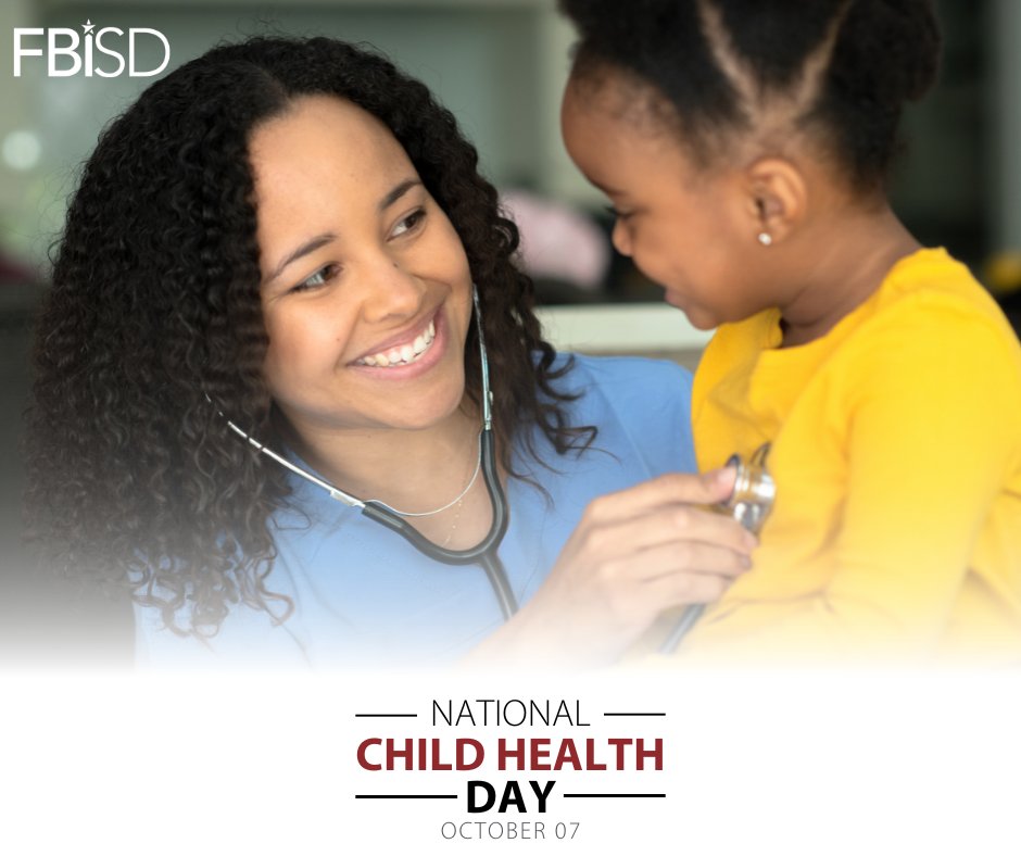 FortBendISD's tweet image. 🌟 Happy National Child Health Day, Fort Bend ISD! 🌟

At FBISD, we believe that healthy students are the foundation of thriving communities! Today, on #ChildHealthDay, we want to remind our families about the importance of balanced nutrition, physical activity, mental wellness,…