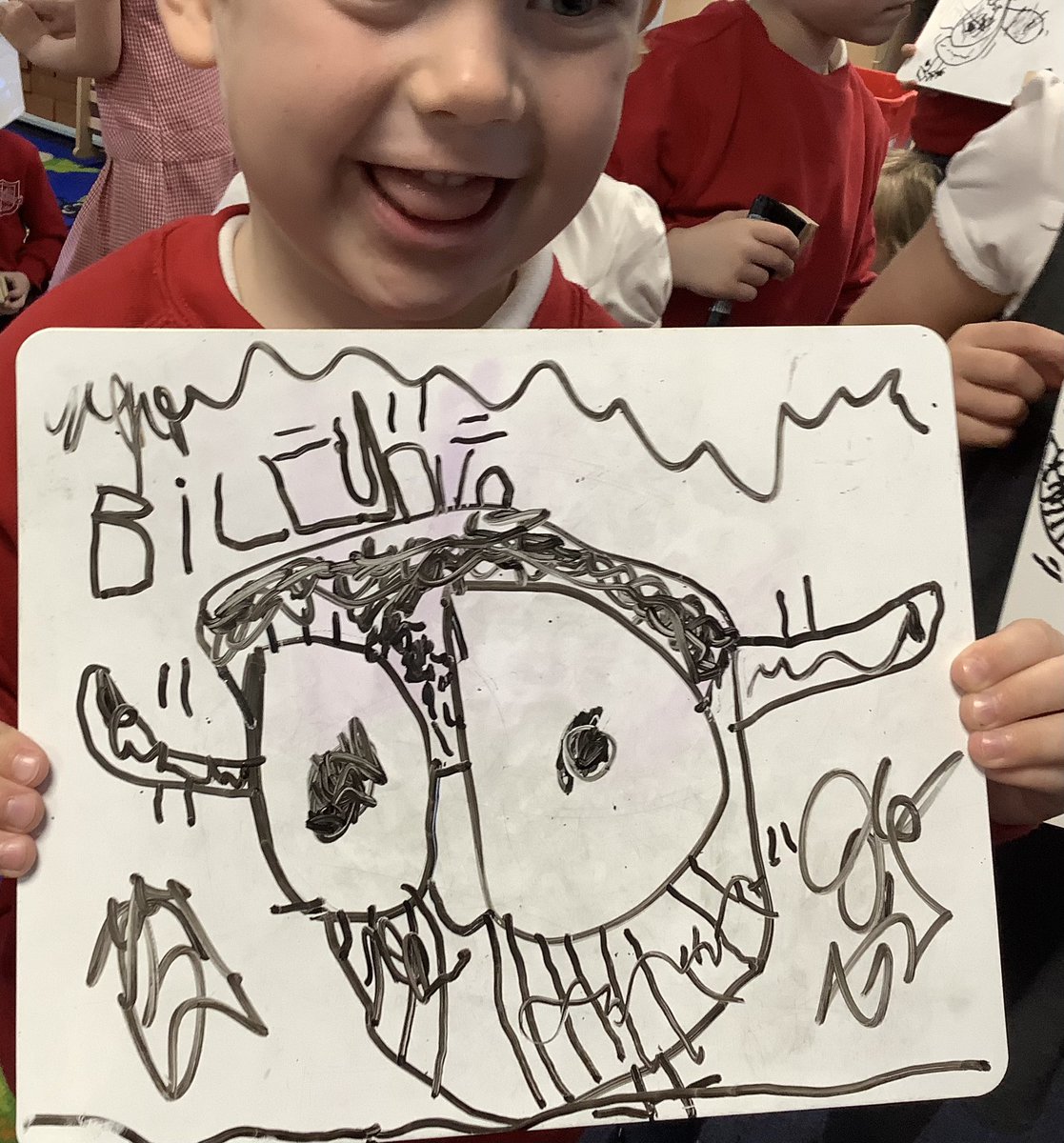 Barfordstpeters's tweet photo. We have been finding out about owls and reading stories about them. Today reception class had lots of fun learning to draw Eugene the Owl with #robbiddulph.  #drawwithrob #bspeyfs https://t.co/tjQtK7AfVb