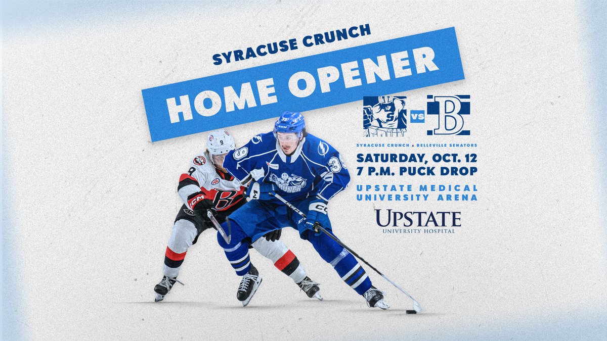 Join us for the start of the Crunch season!

Retweet and like this post for a chance to win four tickets to our Home Opener presented by <a href="/UpstateNews/">Upstate Medical University</a>  on Saturday!

🎟️: syrcrun.ch/10-12Tix