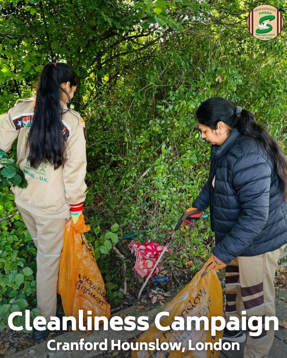 GreenSwelfares's tweet photo. A clean environment is the foundation for a healthier society. In a remarkable display of community spirit, nearly 18 volunteers from Cranford, London, joined local citizens for a cleanliness drive, collecting 45 bags of trash. Cleanliness campaigns like these are more necessary than ever, as waste accumulation impacts both public health and the planet. Guided by the teachings of Saint Dr. Gurmeet Ram Rahim Singh Ji Insan, volunteers continue to take the lead in environmental preservation. Their efforts remind us that maintaining a clean environment is everyone's responsibility and key to a sustainable world. 
#CleanAndGreen  #SafaiAbhiyaan #HoPrithviSaafMiteRogAbhishaap