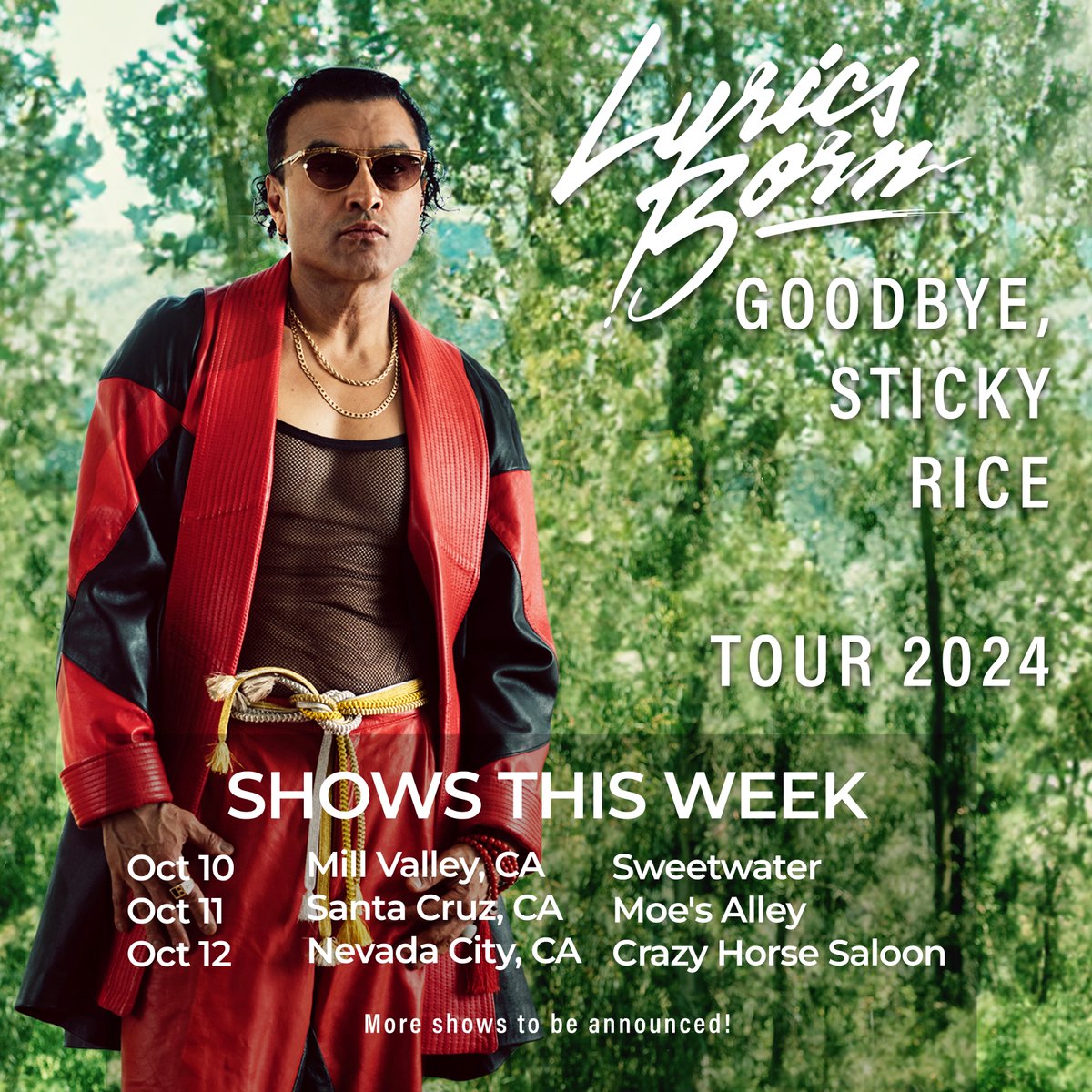 lyricsborn's tweet photo. YOOOO, 3 shows coming up this week: π€
Oct 10 Mill Valley, CA (@SweetwaterMV )
Oct 11 Santa Cruz, CA (@MoesAlleysc )
Oct 12 Nevada City, CA (@crazylikeahorse )
Tickets here! ποΈ
https://t.co/rSsDFGRcCE
#livemusic #goodbyestickyricetour #RiceDaddyOut π https://t.co/1fi1hDjq6S