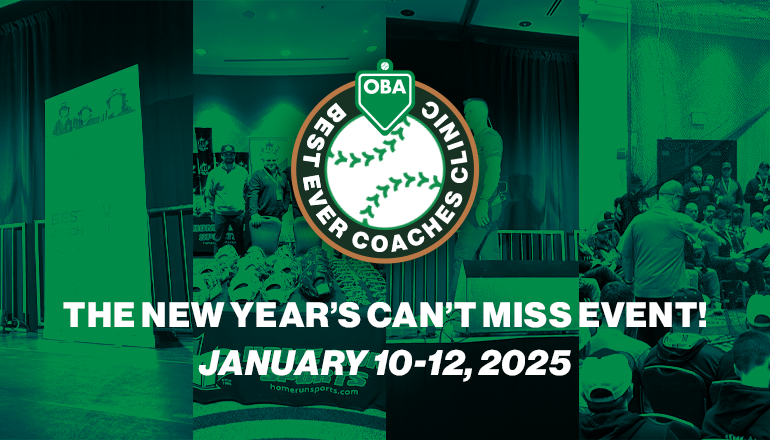 OBA COACHES EARLY BIRD REGISTRATION Now Open

Join us at BEC 2025 for a transformative educational experience featuring top coaching experts, including MLB, renowned College, and our very own Ontario Youth team Coaches

Early Bird Pricing Ends Nov 15th

🔗 bit.ly/4dAzE0m