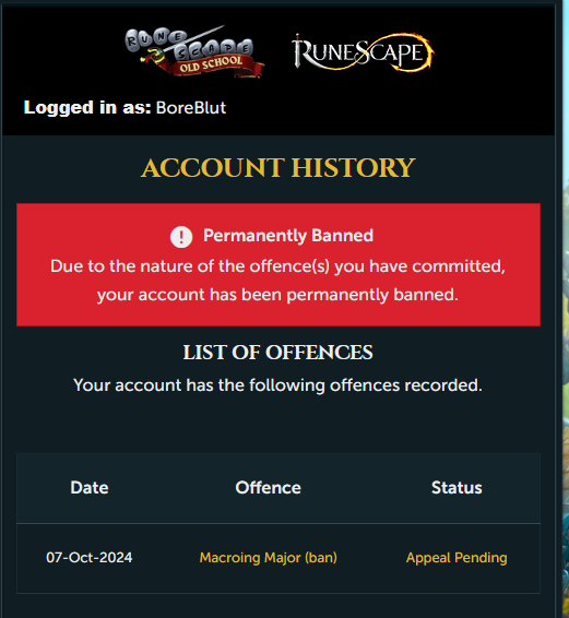 Iamlucidx's tweet photo. I was training woodcutting while playing WoW and I got banned??? tf? #osrs #osrsban @JagexAsh is there a wave of false bans happening? I made this account today and bonded it up from my main https://t.co/fznCzIfx1m