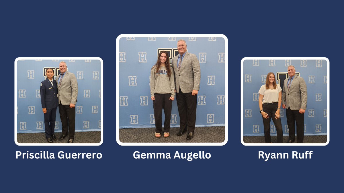 Help us honor Priscilla Guerrero, Gemma Augello &amp; Ryann Ruff for their achievement in being nominated for being an Exceptional Highland Student. Special recognition to Gemma for being recognized for outstanding performance on the P SAT/National Merit Scholarship Qualifying Test.