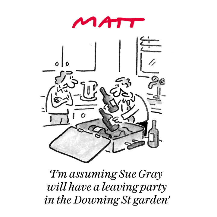 Matt Cartoons (@mattcartoonist) on Twitter photo 'I'm assuming Sue Gray will have a leaving party in the Downing St garden'
My latest cartoon for tomorrow's <a href="/Telegraph/">The Telegraph</a>
Buy a print of my cartoons at telegraph.co.uk/mattprints
Original artwork from chrisbeetles.com 'I'm assuming Sue Gray will have a leaving party in the Downing St garden'
My latest cartoon for tomorrow's <a href="/Telegraph/">The Telegraph</a>
Buy a print of my cartoons at telegraph.co.uk/mattprints
Original artwork from chrisbeetles.com