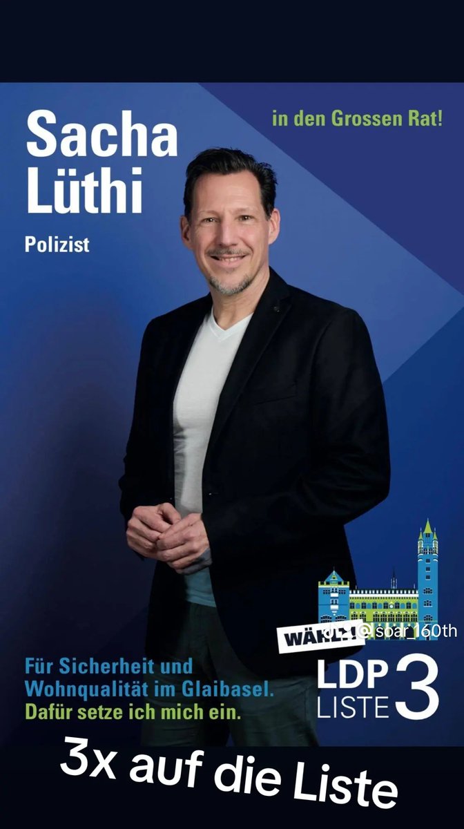 S160th's tweet image. Für diejenigen die bei den #grossratswahlenbs noch nicht gewählt haben und noch eine Idee benötigen. Als Polizist und Quartierverantwortlicher im Glaibasel, weiss ich wo der Schuh drückt. Entscheiden statt unendlich darüber palamentieren.
3 x auf LDP Liste 3 im #Kleinbasel 😉