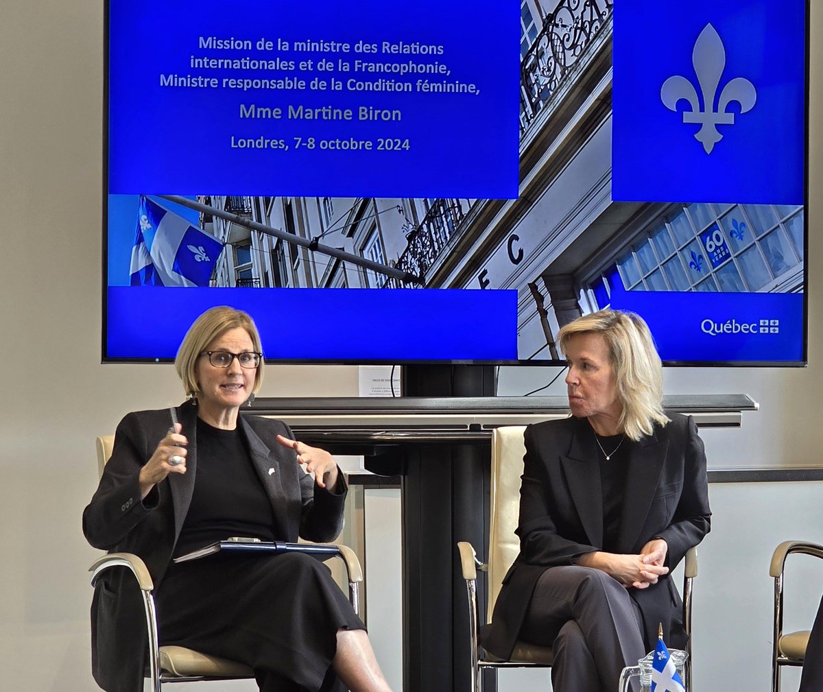Je suis heureuse d'accueillir <a href="/M_Biron/">Martine Biron</a> <a href="/MRIF_Quebec/">Relations internationales du Québec</a> à Londres pour une mission axée sur le renforcement des liens #Québec / #RoyaumeUni.

➡️Nous avons déjà eu des échanges constructifs avec notre équipe <a href="/QuebecUK/">Québec à Londres</a> et avons prévu des discussions stratégiques pour ces 2 jours. ⚜️🇬🇧