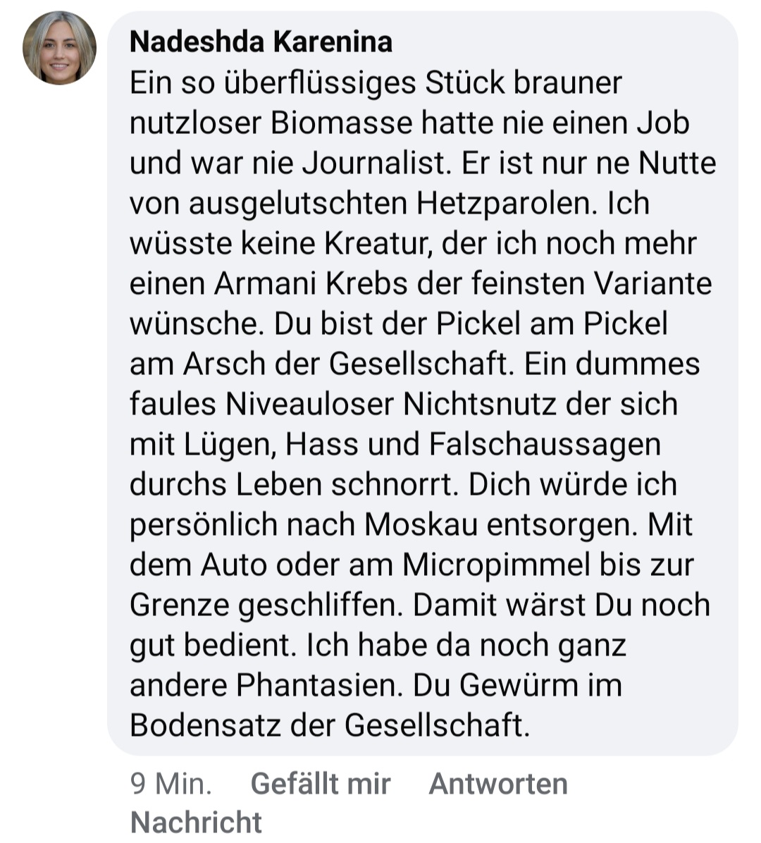 Mir fehlen ehrlich gesagt die Worte... das habe ich eben auf Facebook bekommen.
Sind das die selbsternannten Guten?