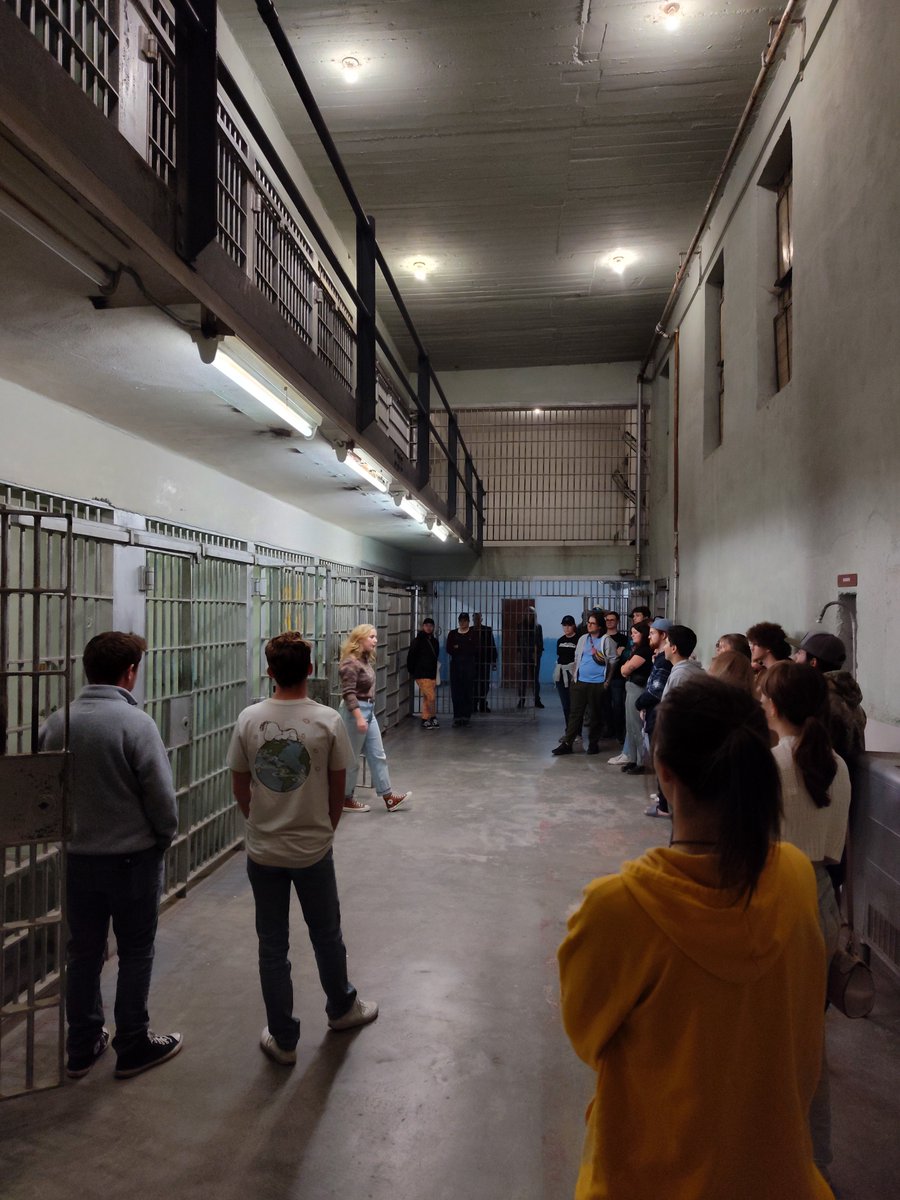 BSUHistory's tweet photo. Spooky Season is upon us! History Department students and faculty joined Emily Fritchman-Mahaney for our first social event of the semester: a private, nighttime tour of the Old Penitentiary. A big thank you to everyone who attended! Stay tuned for upcoming social opportunities. https://t.co/22AA5haD8n