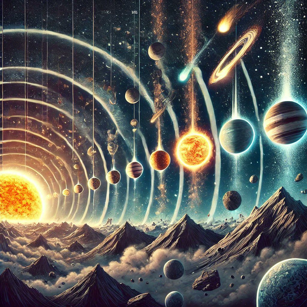CuriousMinds24's tweet image. Our solar system has been through quite the cosmic journey! 🌞🚀 Over 4.5 billion years, planets formed, moons emerged, and comets have streaked through. What might it look like in the next 4.5 billion years? 👽 #SpaceHistory #CosmicEvolution