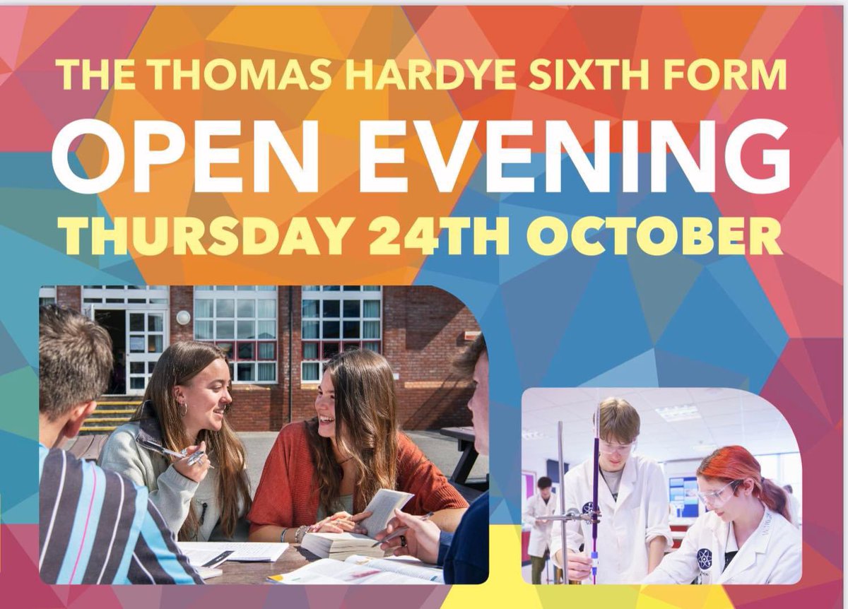 Sign up now for our Open Evening, starting at 6pm on 24th October. 

sixthform.thomas-hardye.net