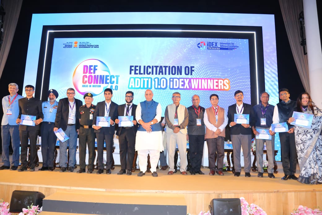 DefProdnIndia's tweet image. Raksha Mantri Shri Rajnath Singh launched the 2nd edition of Acing Development of Innovative Technologies with iDEX #ADITI2.0 challenges and the 12th edition of  #DISC12 during #DefConnect4.0 at Manekshaw Centre, Delhi on 7th Oct 2024. 
Details 👉🏻 pib.gov.in/PressReleasePa…