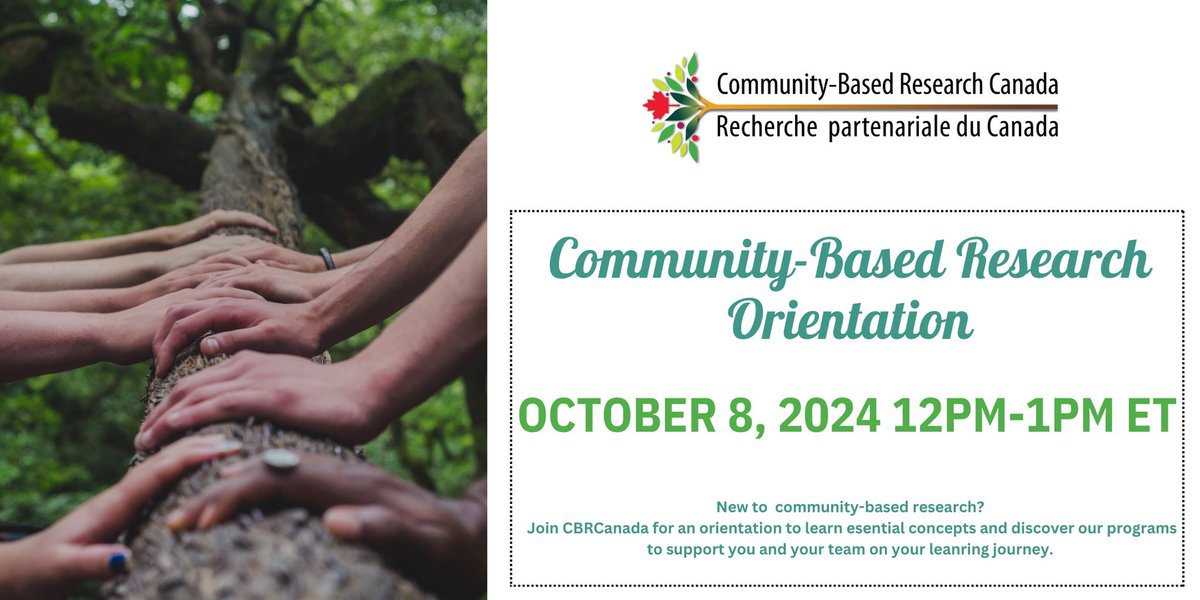 **Upcoming Orientation TOMORROW**

Are you new to community-based research and want to know more? Join us tomorrow for our orientation! 

LINK TO REGISTER: lnkd.in/gg6E9-TR 

For more information see below!