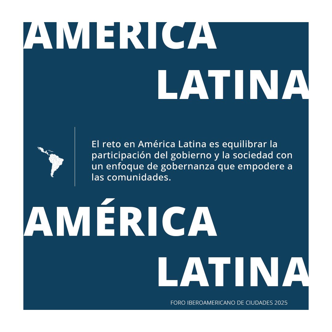 El reto de América Latina es equilibrar la participación del gobierno y la sociedad con un enfoque de gobernanza que empodere a las comunidades. 

#FIC2025 #ciudadesiberoamericanas  #igualdad #americalatina