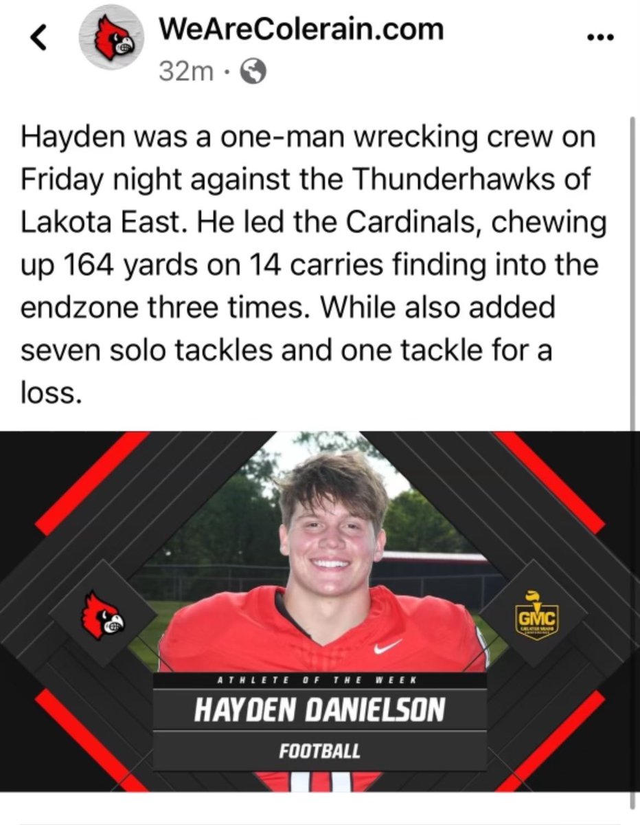 Blessed to be athlete of the week!
