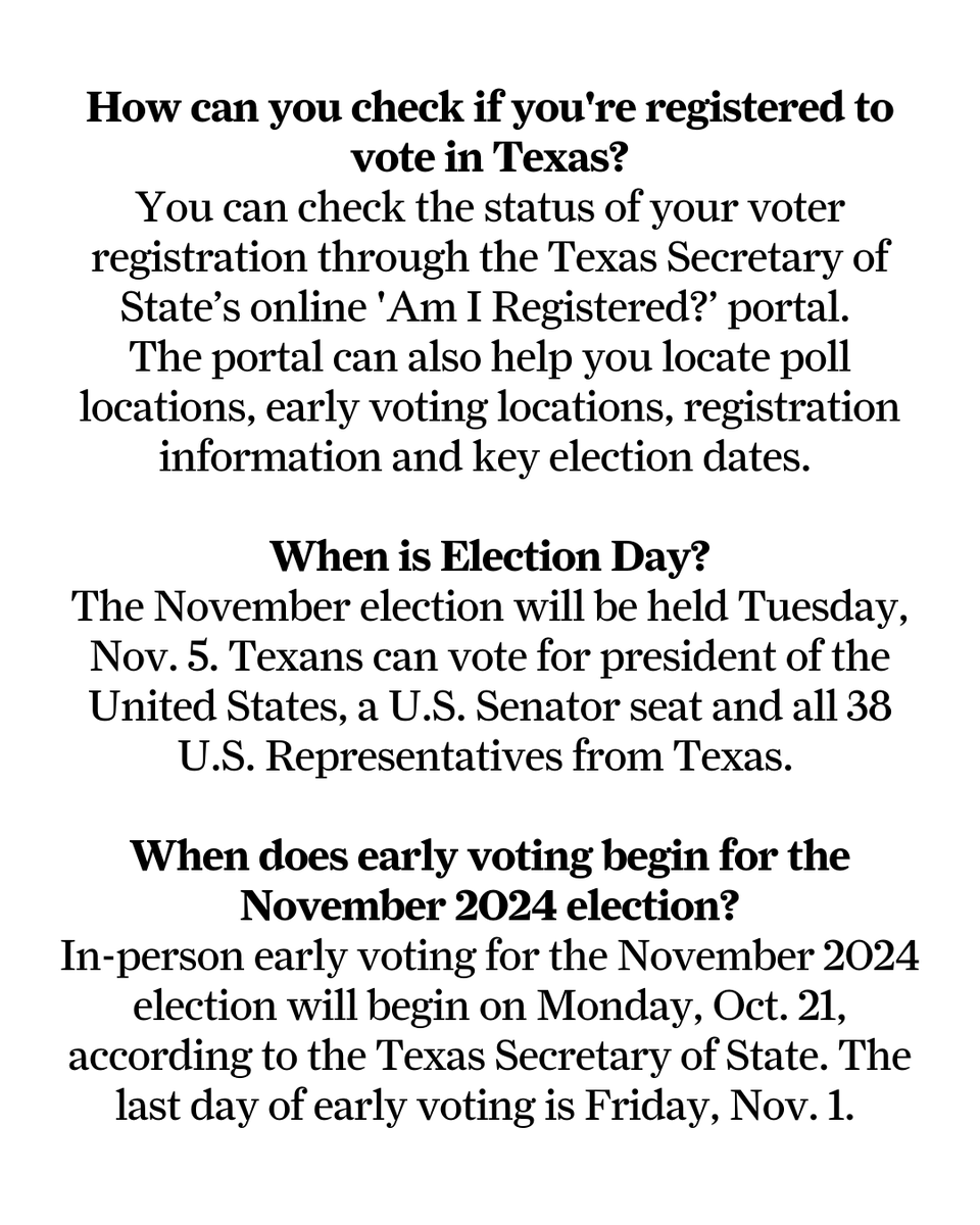 HoustonChron's tweet photo. If you want to vote in Texas in the Nov. 5 election, today is the deadline to register.
https://t.co/aPPaHQ79MZ https://t.co/suevFmY16X
