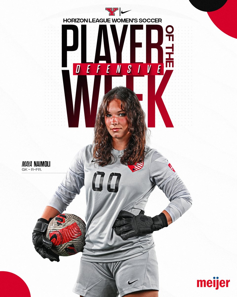 ysuWsoccer's tweet photo. ᴜɴᴅᴇʀ ᴀʀᴍᴏᴜʀ ʜᴏʀɪᴢᴏɴ ʟᴇᴀɢᴜᴇ ᴅᴇꜰᴇɴꜱɪᴠᴇ ᴘʟᴀʏᴇʀ ᴏꜰ ᴛʜᴇ ᴡᴇᴇᴋ

ᴍᴀʏᴀ ɴᴀɪᴍᴏʟɪ has been named the HL top defensive player after her performance against Wright State. She recorded her 3rd shutout of the season with 6 saves in the 1-0 win!

#GoGuins https://t.co/6zo3pToFRV
