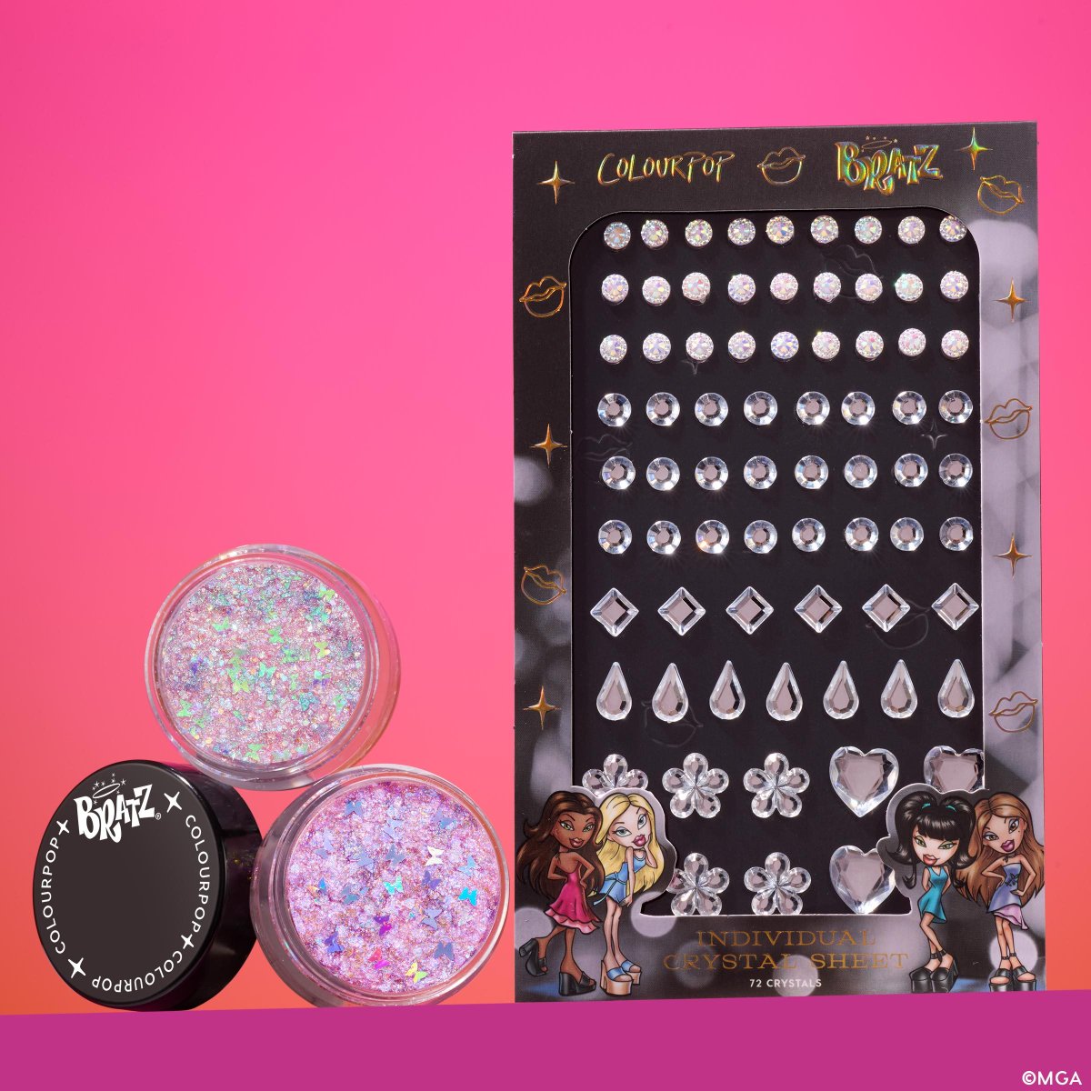 ColourPopCo's tweet photo. The girls with a passion 4 fashion just got a makeup collection! 💋✨🎀 

Be super stylin’ with the ColourPop x Bratz Collection, inspired by the iconic 4 Bratz dolls featuring it-girl shades for the perfect night out glam. 👠🖤 https://t.co/EIYtnTTn7d