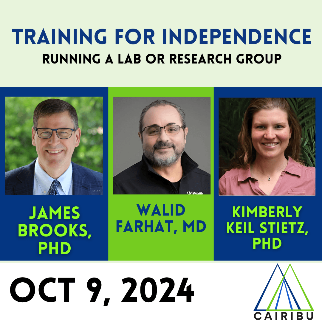 THIS WEEK

Are you a trainee or an early-stage investigator? 

Join the CAIRIBU ARCTICS Community Forum, featuring Drs. Brooks, Farhat, and Keil Stietz, to learn more about running a lab.

More information HERE: cairibu.urology.wisc.edu/events4/cairib…