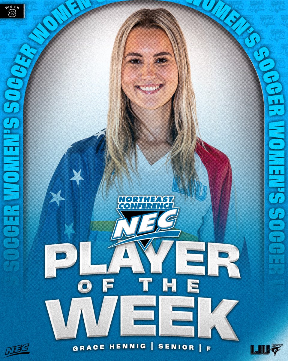 ⚽️🏅 The #NECWSOC Player of the Week is 𝗚𝗿𝗮𝗰𝗲 𝗛𝗲𝗻𝗻𝗶𝗴 from <a href="/LIUAthletics/">LIU Athletics</a>‼️

» 2⃣ goals and 1⃣ assist 🥶
» Led 🦈 to a 4⃣-1⃣ win 💪

#NECelite 📜x #NECPOW