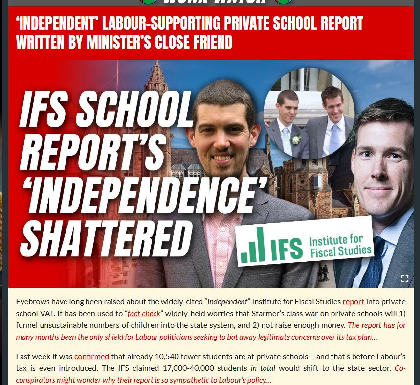 EducationNotTax's tweet photo. Hi @NAOorguk the IFS report on removing Education VAT exemptions relies on weak, outdated data. MPs have frequently cited its 'independence' to justify their policy. Given today's revelations from @GuidoFawkes, an urgent NAO inquiry into this report is essential. #EducationNotTax https://t.co/Sj9tp6Ceg6