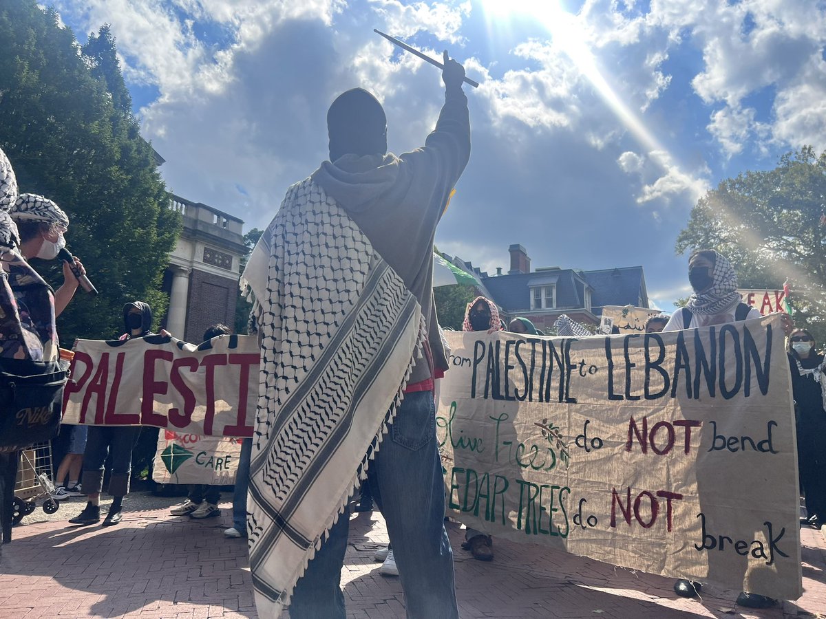 Pro-Palestine protest at Columbia University on Oct. 7, 2024.