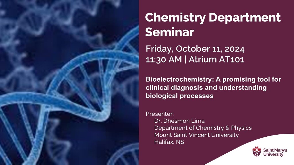 Our guest speaker for Friday, October 11, is Dr. Dhésmon Lima, MSVU's Department of Chemistry and Physics