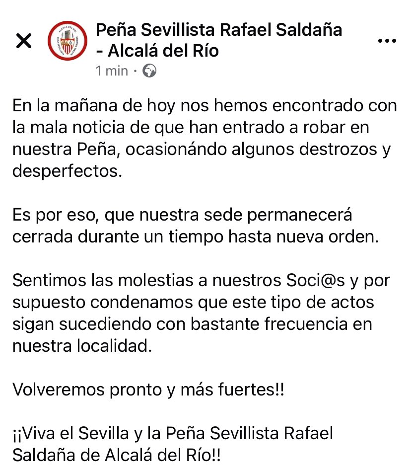 Peña Sevillista Alcalá del Río tweet media