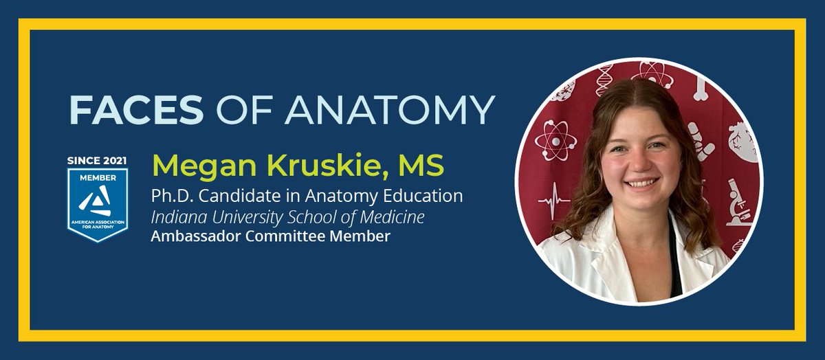 Introducing Megan Kruskie! Member since 2021 and professor of gross anatomy with a research focus on professional identity formation throughout medical education. Read more about her on our site: ow.ly/uJJE50TFVmk

#Anatomy25 #FacesofAnatomy #AAA