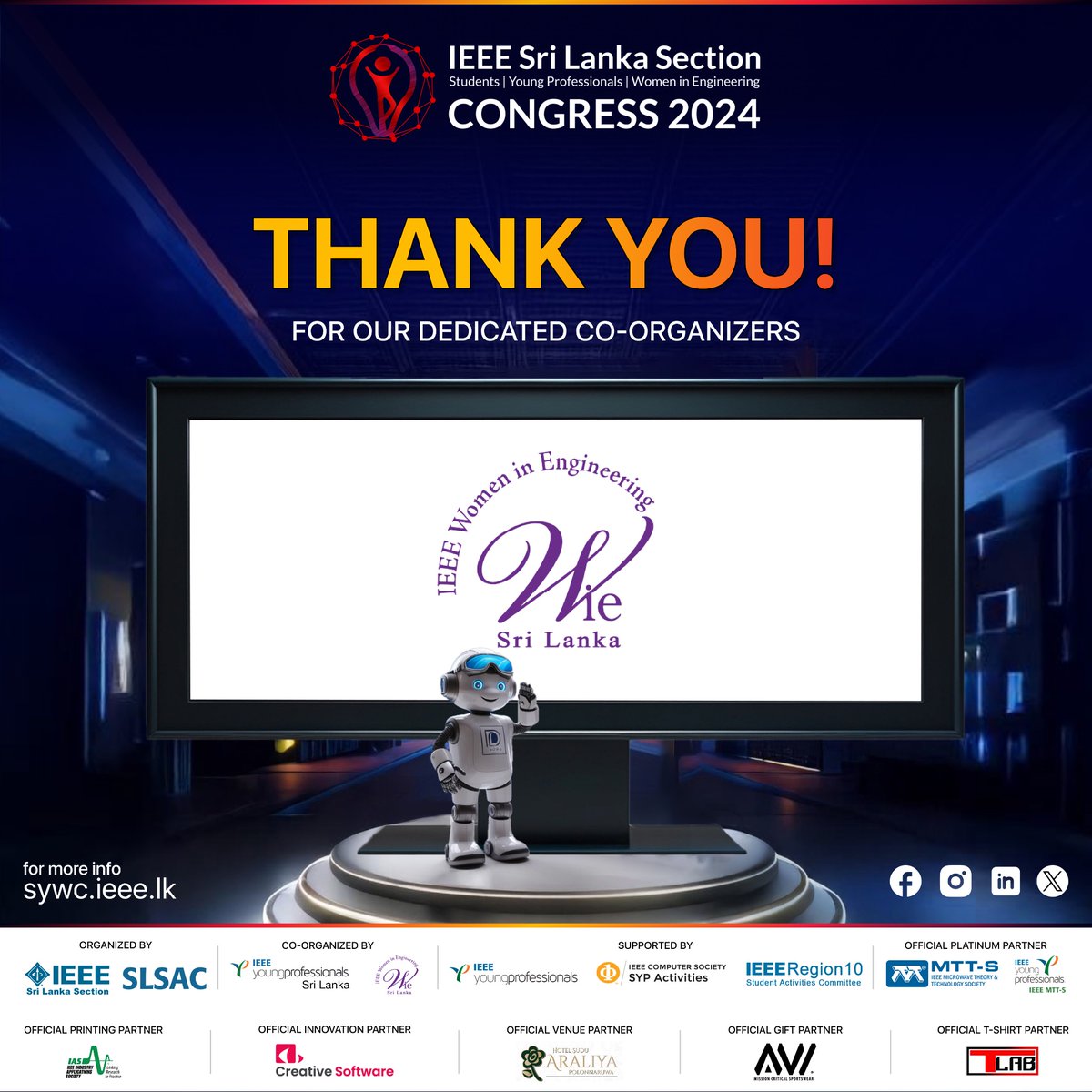 IEEESLSYWC's tweet photo. A Big Shoutout to Our Co-Organizers: IEEE Women in Engineering Affinity Group Sri Lanka!

A heartfelt thanks to IEEE Women in Engineering Affinity Group Sri Lanka (WIE) for being an amazing co-organizer of IEEE SL SYW Congress 2024! 

#ieee #ieeesl #slsywc2024 #wie https://t.co/Ul3yHRabx2