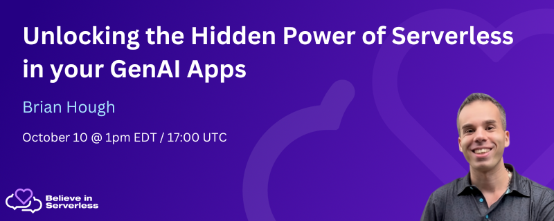 Believe In Serverless (@believeinsls) on Twitter photo Only 3 days left until we dive into the hidden power of serverless GenAI apps with <a href="/BrianHHough/">Brian H. Hough</a>! Mark your calendars and join us. More details here: google.com/calendar/event⦠Only 3 days left until we dive into the hidden power of serverless GenAI apps with <a href="/BrianHHough/">Brian H. Hough</a>! Mark your calendars and join us. More details here: google.com/calendar/eventā¦