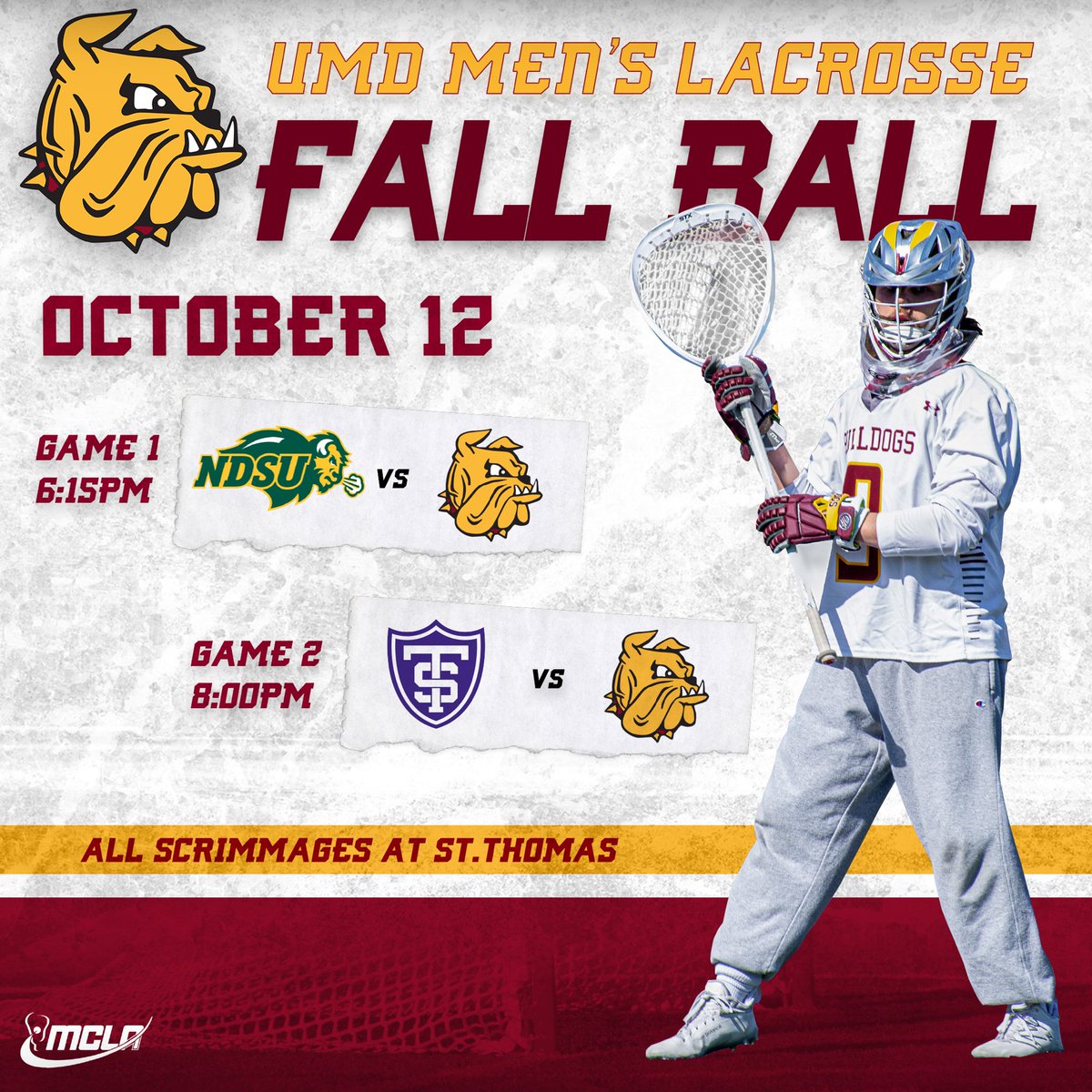 Duluthlacrosse's tweet image. It’s that time of the year again….

The Dogs travel to St. Thomas to kick off the fall ball season against NDSU at 5:15pm and St. Thomas at 8pm on Saturday, October 12!
