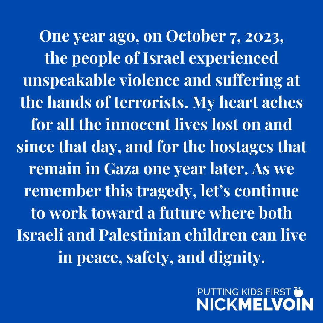 One year ago, the people of Israel experienced unspeakable violence and suffering at the hands of terrorists. As we remember this tragedy, let’s continue to work toward a future where both Israeli and Palestinian children can live in peace, safety, and dignity.