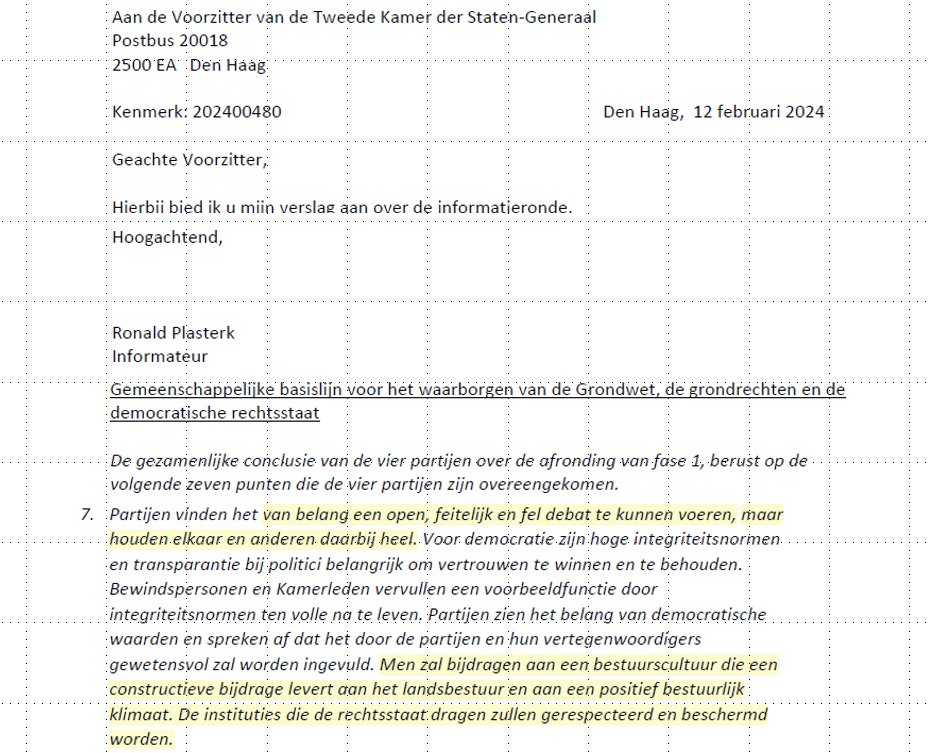 wimjmvoermans's tweet photo. Dit lijkt me niet volgens de letter, noch in de geest van punt 7 van de coalitieafspraken uit februari 2024 over Gemeenschappelijke basislijn voor het waarborgen van de Grondwet, de grondrechten en de democratische rechtsstaat https://t.co/inFXX67Mz1 https://t.co/XgiuGzxgb2