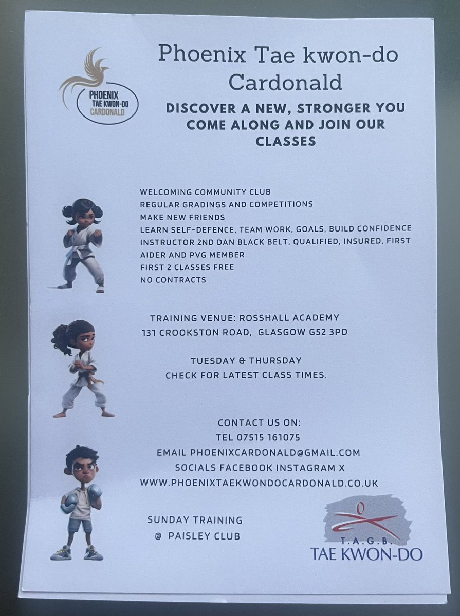 SJ McGeown (@asgrosshall) on Twitter photo π₯ TaeKwon-do taster sessions π₯
Thank you to Miss McCann from @PCardonald for giving the <a href="/CraigtonPrimary/">Craigton Primary School & NC</a> children the opportunity to try this fantastic sport π₯³
If your child enjoyed it why not get them along to Rosshall Academy every Tuesday & Wednesday for more π π₯ TaeKwon-do taster sessions π₯
Thank you to Miss McCann from @PCardonald for giving the <a href="/CraigtonPrimary/">Craigton Primary School & NC</a> children the opportunity to try this fantastic sport π₯³
If your child enjoyed it why not get them along to Rosshall Academy every Tuesday & Wednesday for more π