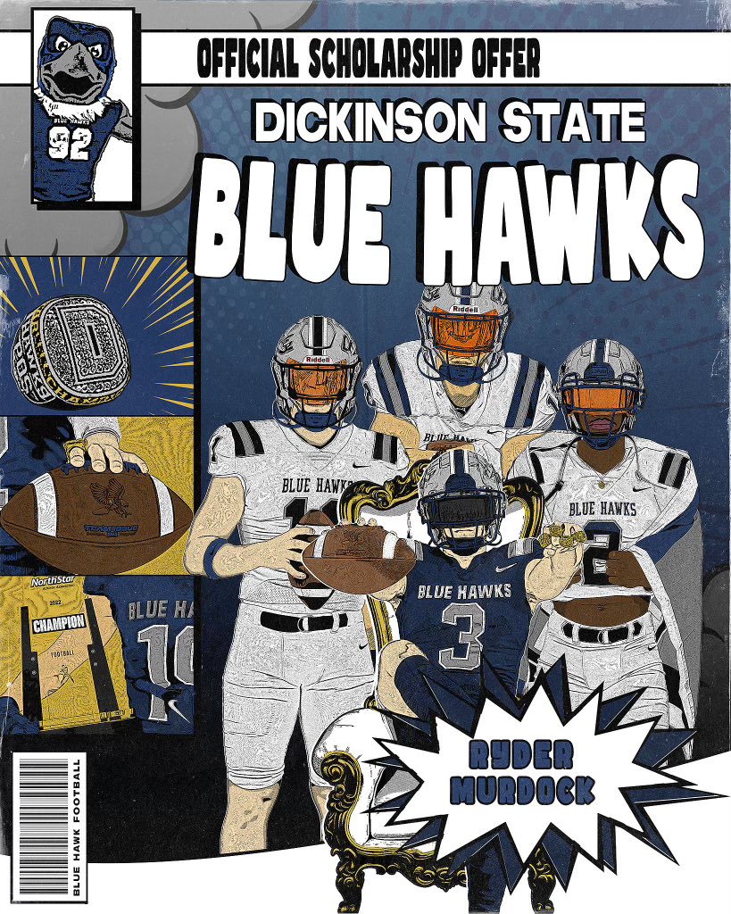 After a great phone call with Coach Thier I am blessed and excited to announce that I have received an offer to play football at Dickinson State.
<a href="/CoachPStanton/">Pete Stanton</a> 
<a href="/JasonThier/">Coach Jason Thier 🏈</a>
<a href="/BlueHawkFB/">Dickinson State Football</a>