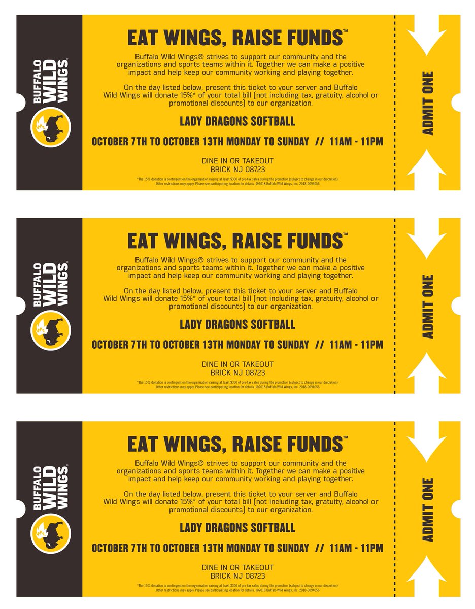 It's a Fowl ball! Swing by BWW to help support your favorite lady dragons Softball team!