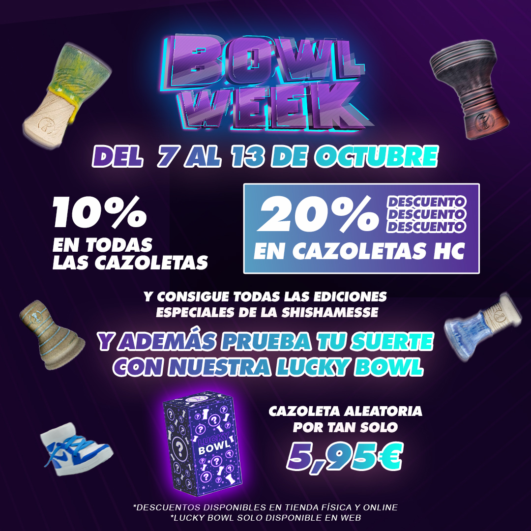 ¡Seguimos dando sorpresas de aniversario! 

Del 7 al 13 de octubre, TODAS LAS CAZOLETAS tendrán un 10% de descuento. Puedes conseguir las cazoletas edición especial de la SHISHAMESSE.🎡

Y todas las cazoletas de la marca HC estarán rebajadas en un 20%! 😱
hispacachimba.es