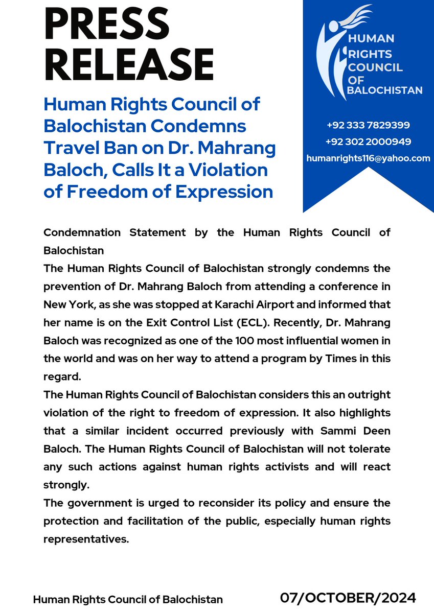 Human Rights Council of Balochistan® tweet media